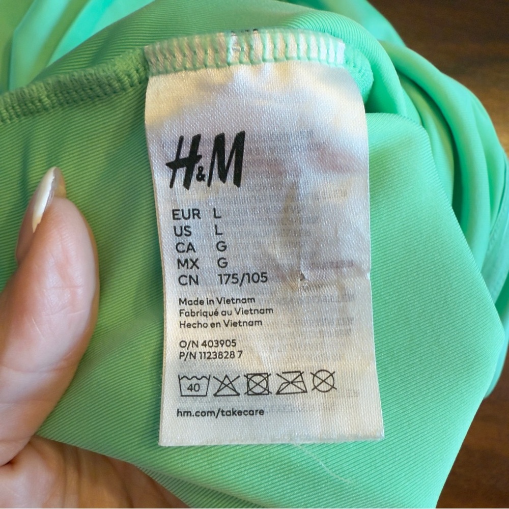 H & M neon green one piece swimsuit with side cut out L - Picture 3 of 6